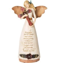 9" Sympathy Memorial Angel Holding Cross Figurine Safe In The Hands Of God