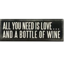 Box Sign All You Need Is Love And A Bottle Of Wine