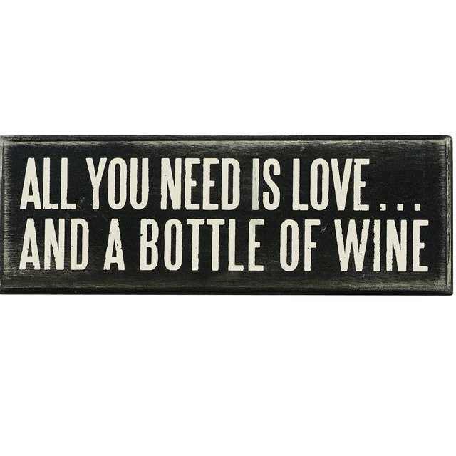 Box Sign All You Need Is Love And A Bottle Of Wine