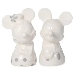 Hallmark Disney Mickey And Minnie White And Silver Salt And Pepper Shakers, Set Of 2