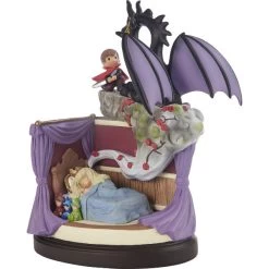 Precious Moments True Love Conquers All Sleeping Beauty With Prince Phillip, Three Fairies And Maleficent Dragon Figurine