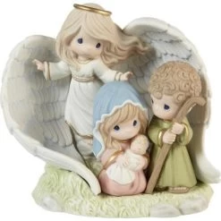 Precious Moments Angel Enveloping Holy Family Figurine Limited Edition Behold The Newborn King