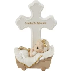 Precious Moments Cradled In His Love Girl Figurine With Cross