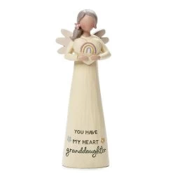 Bright Blessings 5.25" Angel Figurine With Rainbow Heart Granddaughter You Have My Heart