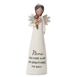 Bright Blessings 5.25" Angel Figurine With Colorful Flower Bouquet Nana You Have A Way Of Brightening My Day!