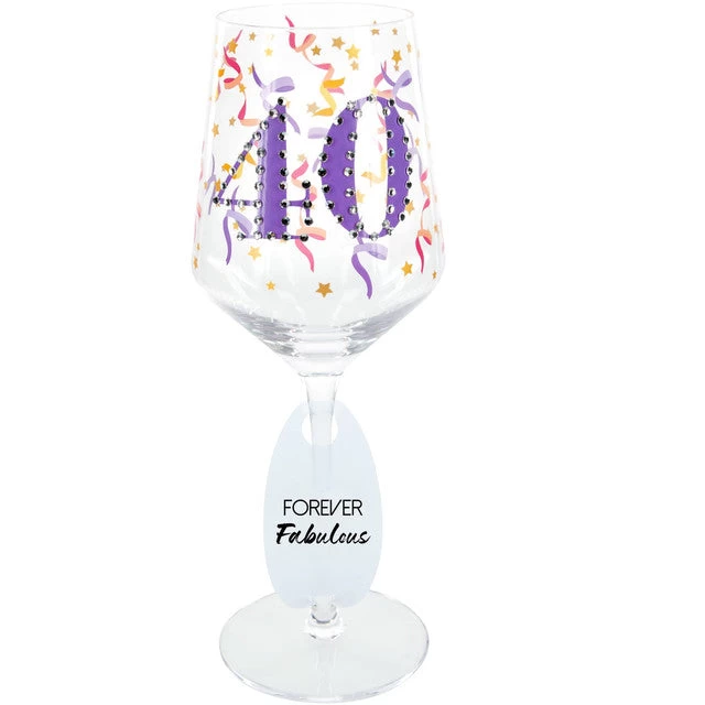 40 Birthday Wine Glass With Gemstone 17 Oz.