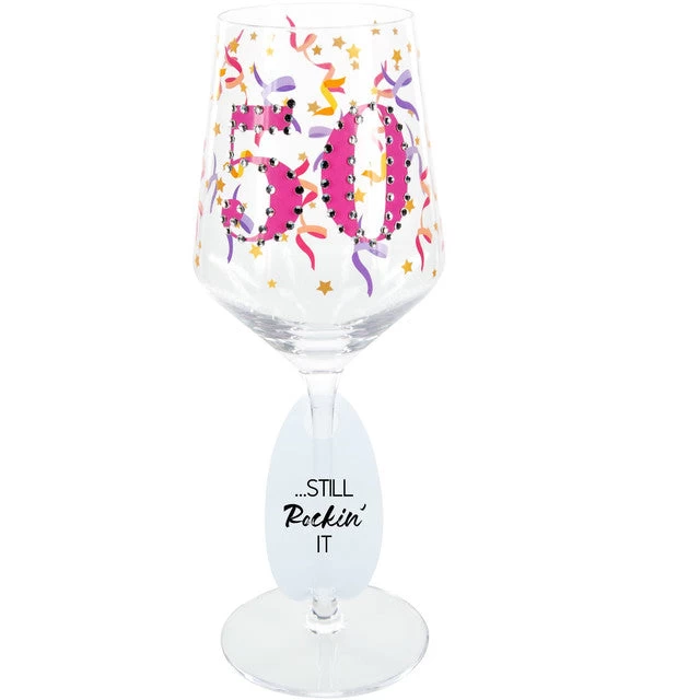 50 Birthday Wine Glass With Gemstone 17 Oz.
