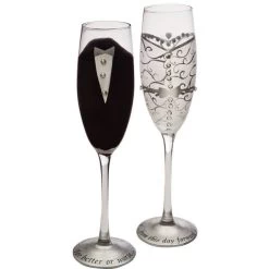 Bride & Groom Champagne Flutes Set Of 2