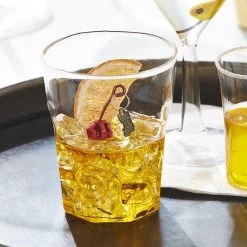 Old Fashioned Cocktail Glass Ornament With Ice Cubes, Liquor, Orange Wedge And Cherry 3.5"