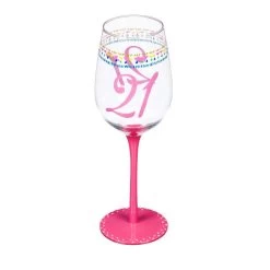 12 Oz. Color Changing Wine Glass 21st Birthday Confetti Design