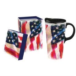 American Flag Travel Cup With Lid And Box