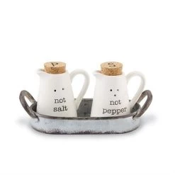 Mud Pie Mini Pitcher Salt & Pepper Caddy Set