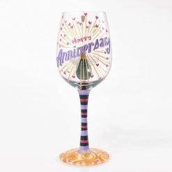 Lolita Glassware From Enesco Happy Anniversary Wine Glass