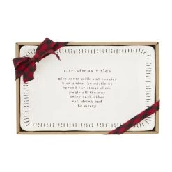 Christmas Rules Sentiment Ceramic Tray Rectangular Platter