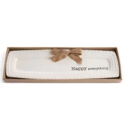Happy Everything Tray 17" With Burlap Ribbon Bow
