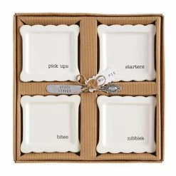 Set Of 4 Tidbit Trays Appetizer Plates Pick Ups, Starters, Bites, Nibbles And Snack Attack Spreader -
