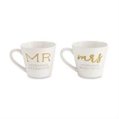 Mud Pie Mr. & Mrs. Boxed Mug Set
