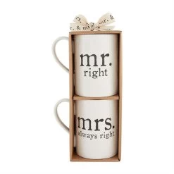 Mud Pie Mr. Right And Mrs. Always Right Mug Set 18 Oz.
