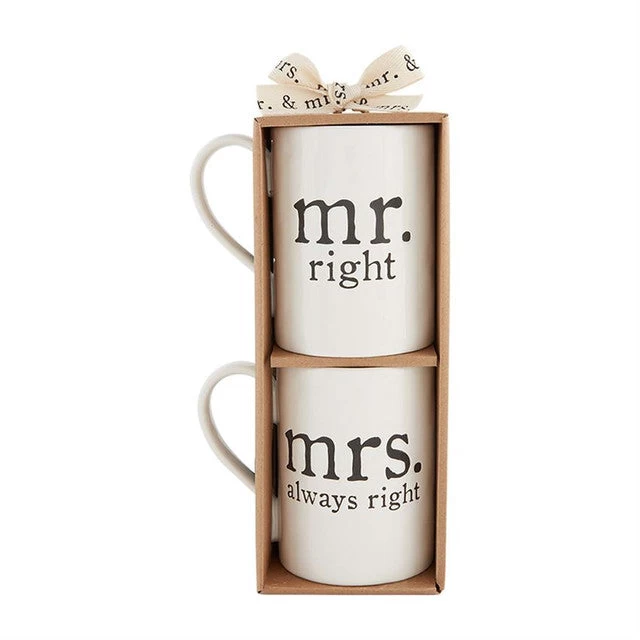 Mud Pie Mr. Right And Mrs. Always Right Mug Set 18 Oz.