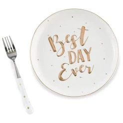 Mud Pie Best Day Ever Plate And Fork Set