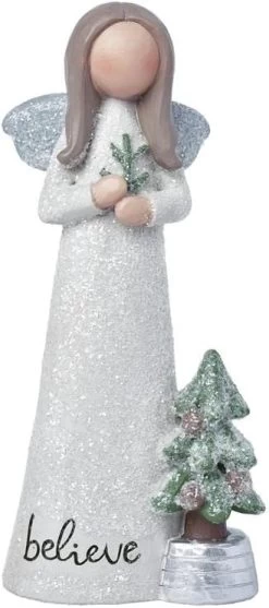 Believe Christmas Angel With Tree Figurine