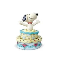 Peanuts By Jim Shore Snoopy Jumping Out Of Birthday Cake Figurine