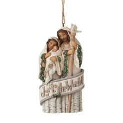 Jim Shore White Woodland Holy Family Nativity Joy To The World Ornament