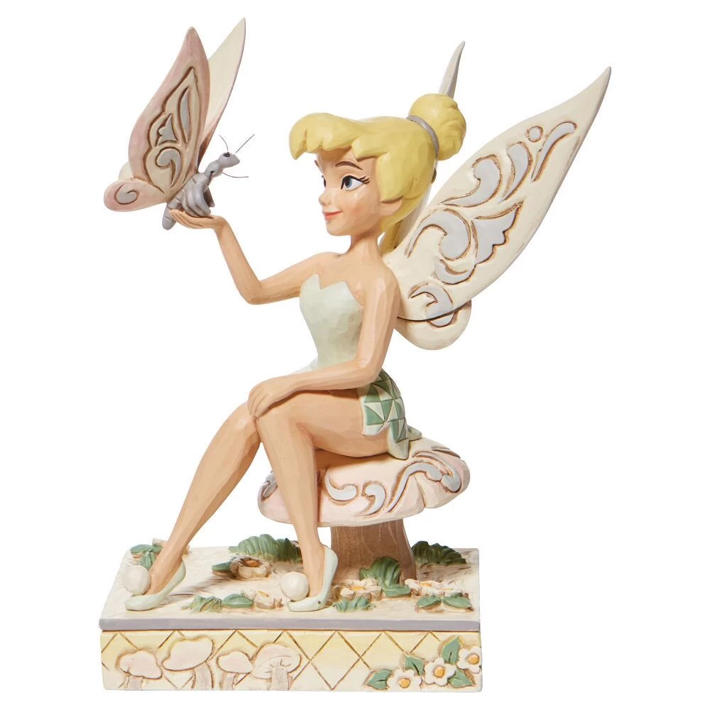 Jim Shore Disney White Woodland Tinkerbell With Butterfly Figurine