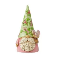 Jim Shore Gnome With Spring Floral Hat Holding A Butterfly "Garden Guest" Figurine 5.25"