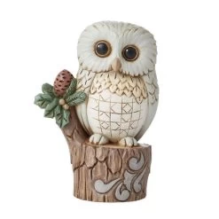 Jim Shore White Woodland Owl On Tree Stump Figurine