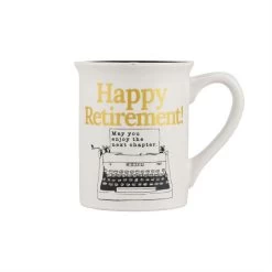 Our Name Is Mud Happy Retirement May You Enjoy The Next Chapter Typewriter Mug