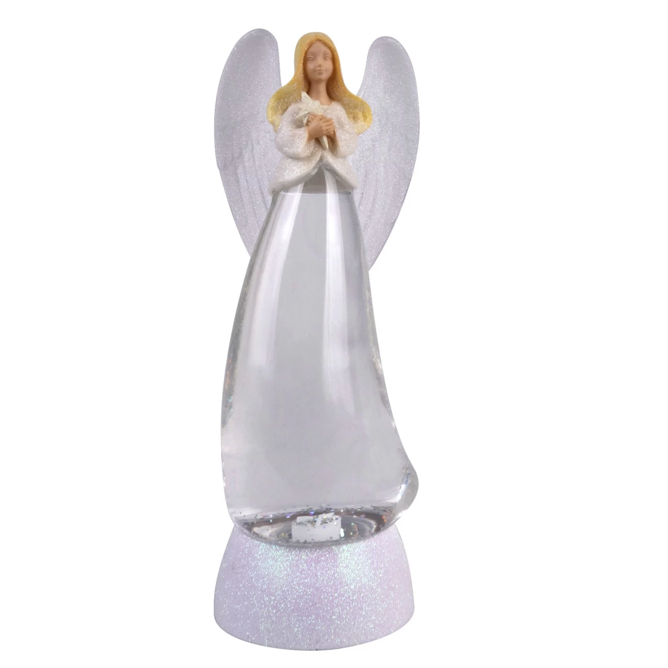 10.5" Color Changing LED Light Up Glitter Swirling Angel Holding Star - Image 2