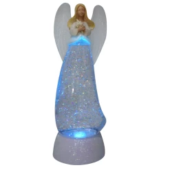 10.5" Color Changing LED Light Up Glitter Swirling Angel Holding Star