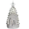 13" LED Light Up White Ceramic Nativity Tree