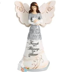 6" Friends Are A Blessing Angel Holding Bunny Figurine