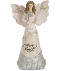 Happy Sweet 16 Angel With Birthday Cake Figurine 6"