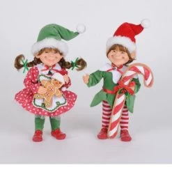 Karen Didion Red Polka Dot Candy Cane Elf 9"