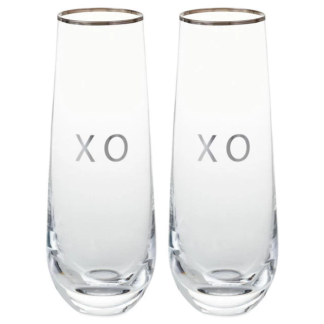 Hallmark XO Stemless Champagne Flutes, Set Of 2