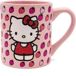 14 Oz. Sanrio Hello Kitty Glitter Strawberries Mug