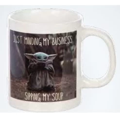Star Wars The Mandalorian The Child Baby Yoda Grogu Just Minding My Business Sipping Soup 16 Oz. Ceramic Mug
