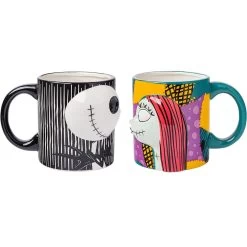 The Nightmare Before Christmas Jack Skellington And Sally Kiss Sculpted Mug Set Of 2