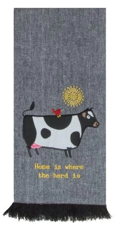 Home Is Where The Herd Is Cow Applique Tea Towel