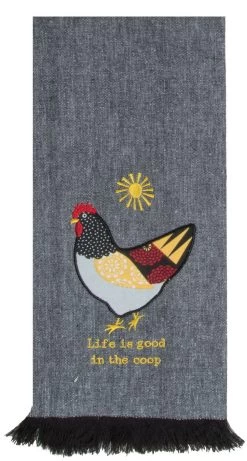 Life Is Good In The Coop Chicken Applique Tea Towel