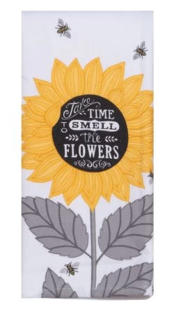 Take Time To Smell The Flowers Bees & Sunflowers Dual Purpose Terry Towel
