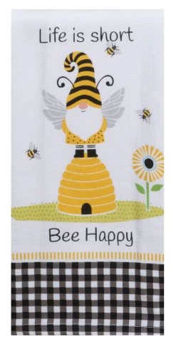 Save The Gnomes Bee Happy Dual Purpose Terry Towel