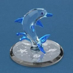 Dolphin Frolic Under The Waves Glass Figurine