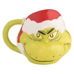 Dr. Seuss The Grinch With Santa Hat 16 Oz. Sculpted Ceramic Mug