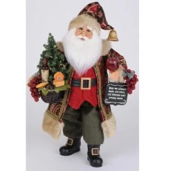 Karen Didion Originals Lighted Wine And Cheese Sampling Santa With Sign May We Always Have Old Wine Old Friends And Young Cares